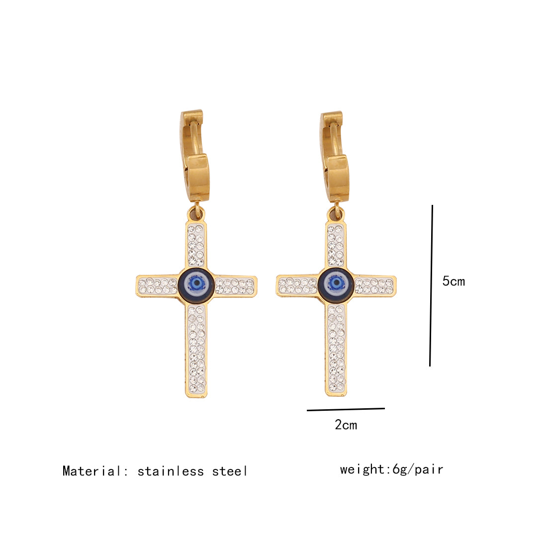 Wholesale Elegant Streetwear Cross Eye Stainless Steel Plating Bracelets Earrings Necklace
