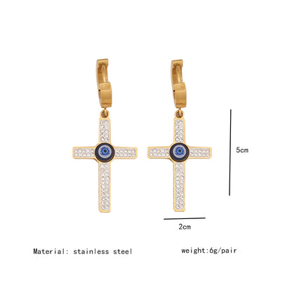 Wholesale Elegant Streetwear Cross Eye Stainless Steel Plating Bracelets Earrings Necklace