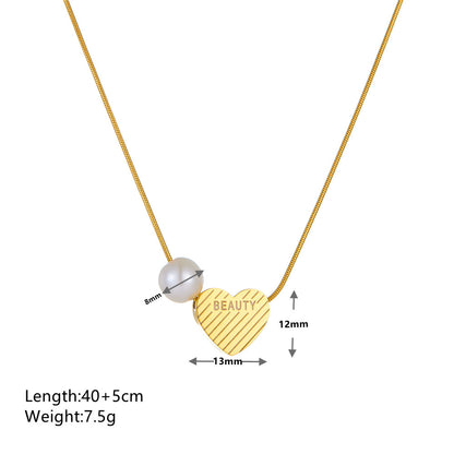 Elegant Heart Shape Solid Color Titanium Steel Plating Pendant Necklace