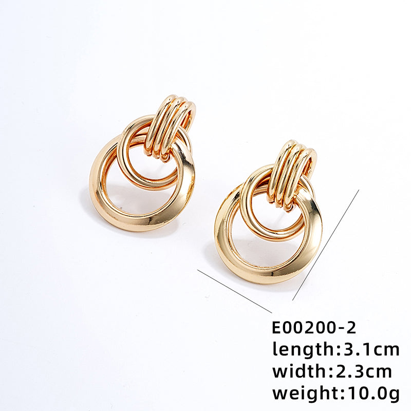 1 Pair Vintage Style Simple Style Geometric Circle Plating Hollow Out Iron Rose Gold Plated White Gold Plated Gold Plated Ear Studs