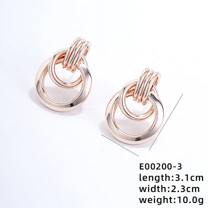 1 Pair Ig Style Exaggerated Double Ring Circle Plating Copper Rose Gold Plated White Gold Plated Gold Plated Ear Studs