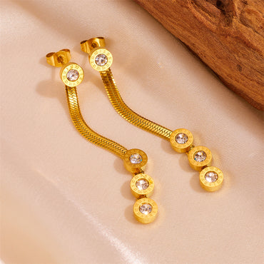 1 Pair Vintage Style Solid Color Plating Stainless Steel 18k Gold Plated Drop Earrings