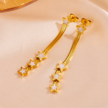 1 Pair Vintage Style Solid Color Plating Stainless Steel 18k Gold Plated Drop Earrings