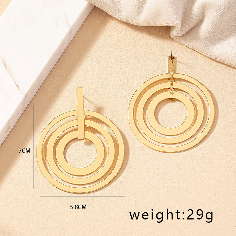 1 Pair Simple Style Round Plating Alloy Gold Plated Drop Earrings