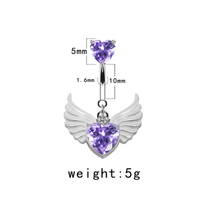 Elegant Cute Wings Butterfly Stainless Steel Copper Plating Inlay Rhinestones Zircon White Gold Plated Belly Ring