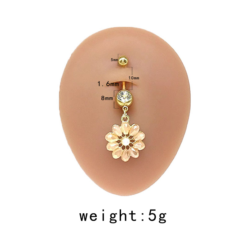 Simple Style Commute Clouds Heart Shape Shell Stainless Steel Alloy Copper Plating Inlay Rhinestones Zircon White Gold Plated Gold Plated Belly Ring