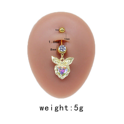 Simple Style Commute Clouds Heart Shape Shell Stainless Steel Alloy Copper Plating Inlay Rhinestones Zircon White Gold Plated Gold Plated Belly Ring