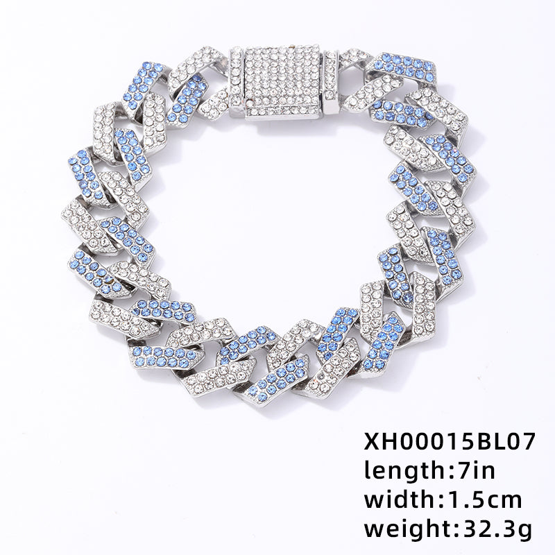 Hip-hop Rock Punk Geometric Solid Color Alloy Plating Inlay Rhinestones White Gold Plated Gold Plated Men's Jewelry Set