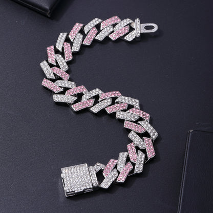 Hip-hop Rock Punk Geometric Solid Color Alloy Plating Inlay Rhinestones White Gold Plated Gold Plated Men's Jewelry Set