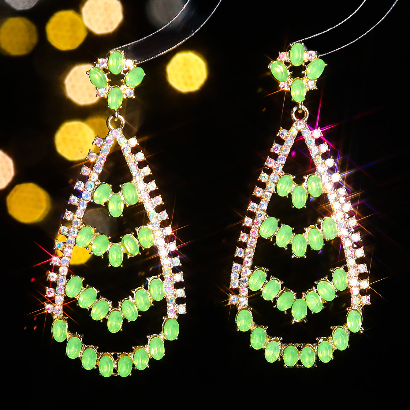 1 Pair Elegant Geometric Water Droplets Plating Inlay Alloy Rhinestones Zircon Drop Earrings