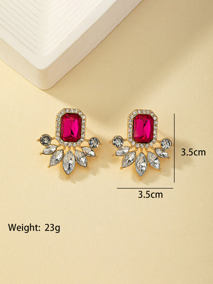 1 Pair Elegant Retro Square Flower Plating Alloy Ear Studs