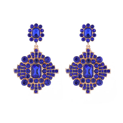 1 Pair Elegant Luxurious Classic Style Geometric Plating Inlay Alloy Rhinestones Glass Gold Plated Drop Earrings