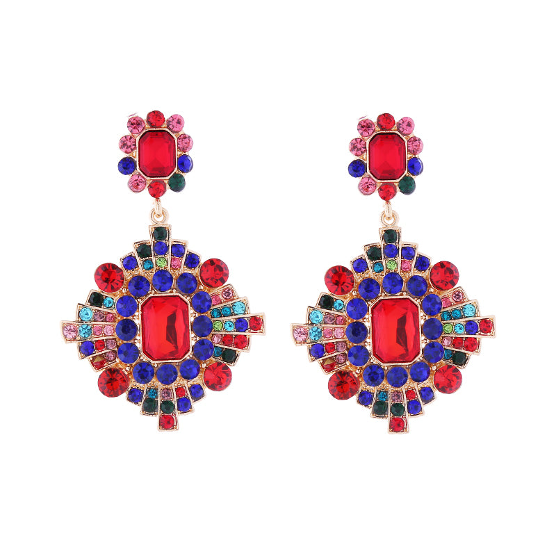 1 Pair Elegant Luxurious Classic Style Geometric Plating Inlay Alloy Rhinestones Glass Gold Plated Drop Earrings