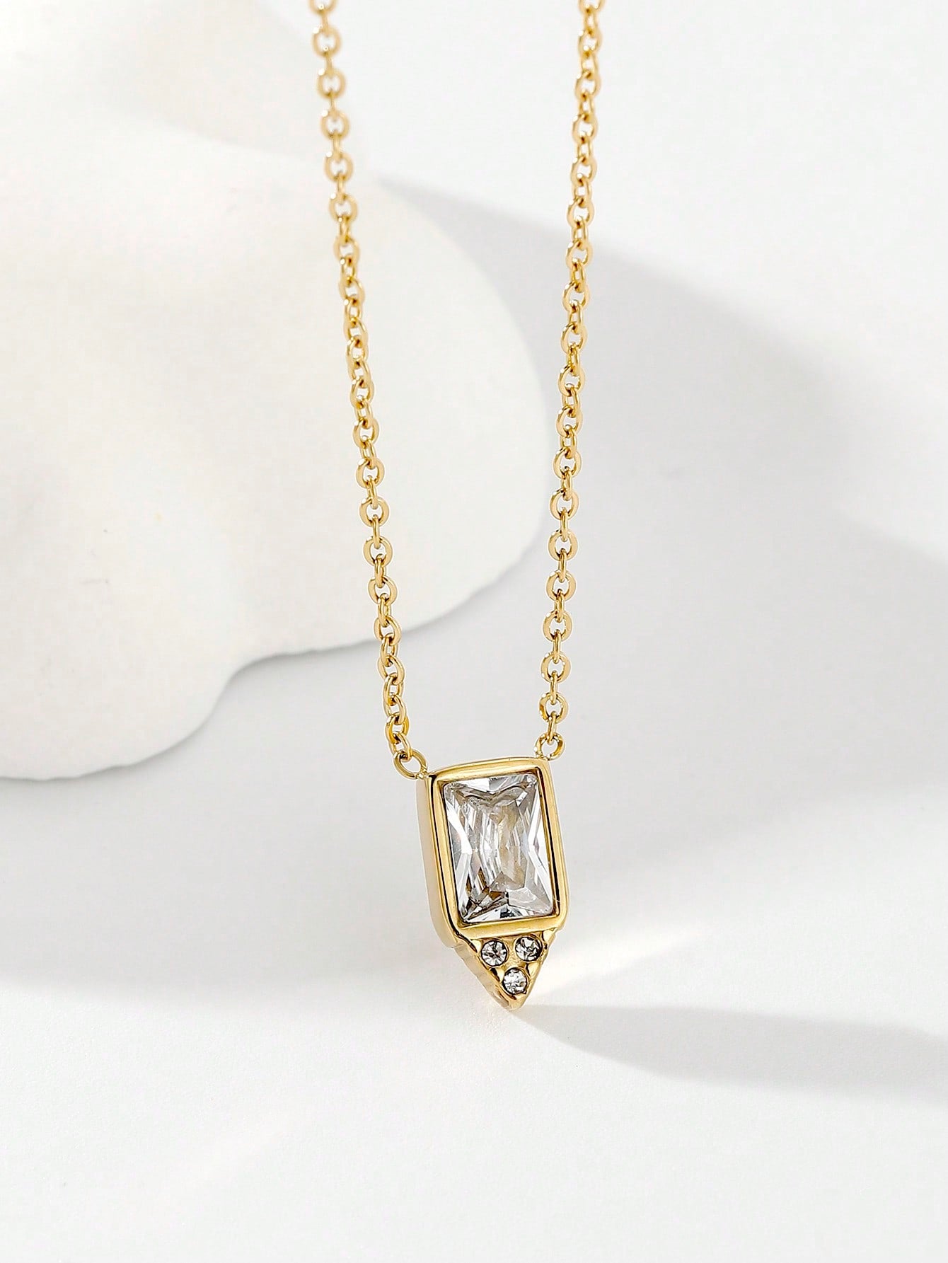 Stainless Steel Simple Style Geometric Plating Inlay Zircon Necklace