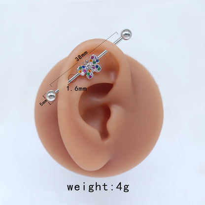 1 Piece Tropical Butterfly Plating Inlay Stainless Steel Copper Rhinestones Glass White Gold Plated Ear Studs