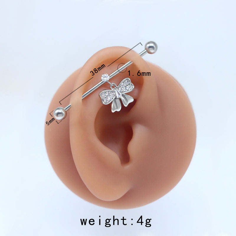 1 Piece Tropical Butterfly Plating Inlay Stainless Steel Copper Rhinestones Glass White Gold Plated Ear Studs