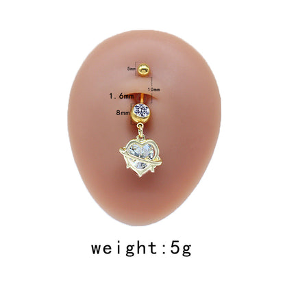 Casual Cute Commute Sunflower Starry Sky Snowflake Stainless Steel Copper Plating Inlay Rhinestones Zircon White Gold Plated Gold Plated Belly Ring