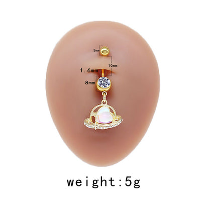 Casual Cute Commute Sunflower Starry Sky Snowflake Stainless Steel Copper Plating Inlay Rhinestones Zircon White Gold Plated Gold Plated Belly Ring