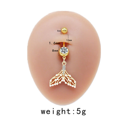 Casual Cute Commute Sunflower Starry Sky Snowflake Stainless Steel Copper Plating Inlay Rhinestones Zircon White Gold Plated Gold Plated Belly Ring