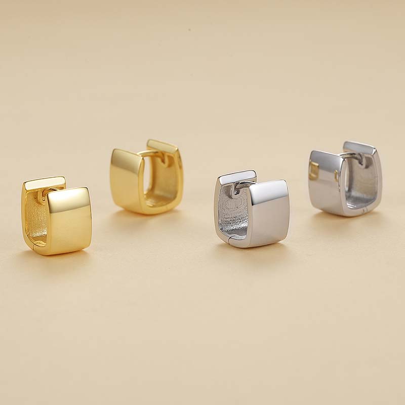 1 Pair Simple Style Solid Color Plating Sterling Silver Gold Plated Earrings