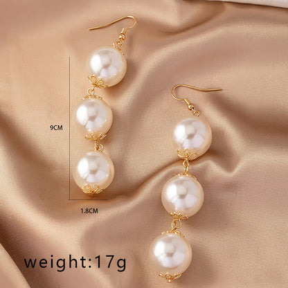 1 Pair Retro Solid Color Imitation Pearl Drop Earrings