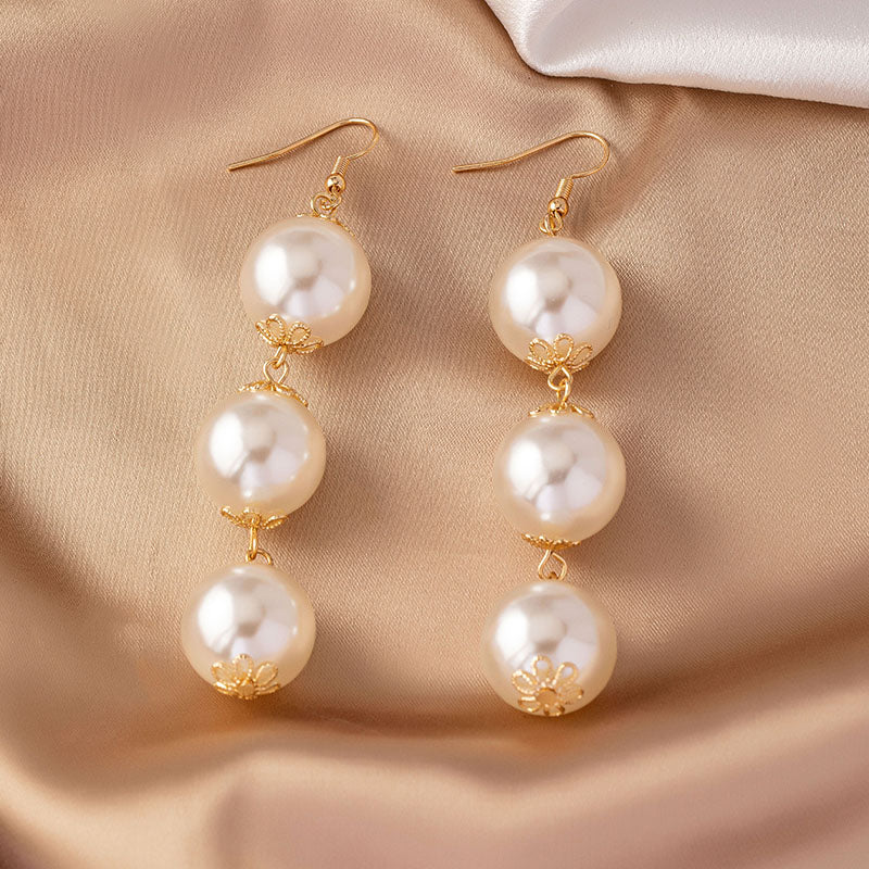 1 Pair Retro Solid Color Imitation Pearl Drop Earrings