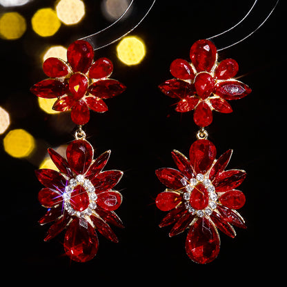 1 Pair Elegant Romantic Geometric Colorful Inlay Alloy Rhinestones Zircon Drop Earrings