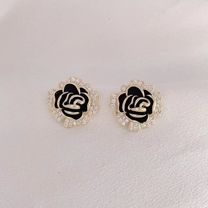 1 Pair Elegant Flower Enamel Plating Alloy Gold Plated Silver Plated Ear Studs