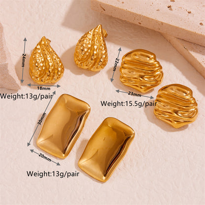 1 Pair Vintage Style Simple Style Solid Color Stainless Steel 18K Gold Plated Ear Studs