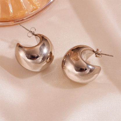 1 Pair Vintage Style Simple Style Solid Color Stainless Steel 18K Gold Plated Ear Studs