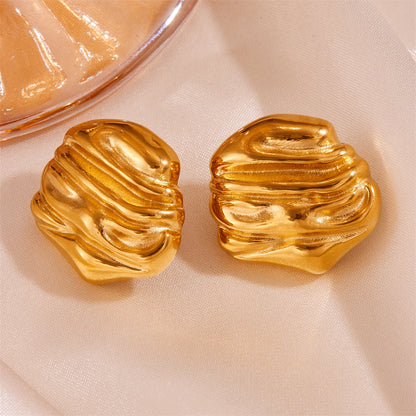 1 Pair Vintage Style Simple Style Solid Color Stainless Steel 18K Gold Plated Ear Studs