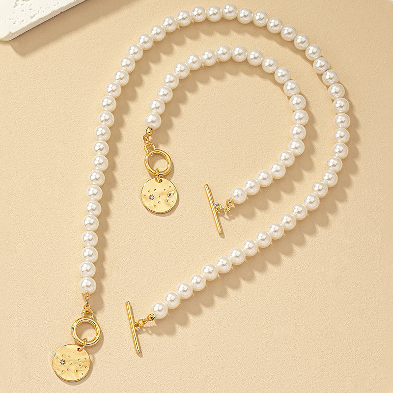 Elegant Glam Lady Heart Shape Arylic Imitation Pearl Alloy Plating 14k Gold Plated Women's Bracelets Necklace