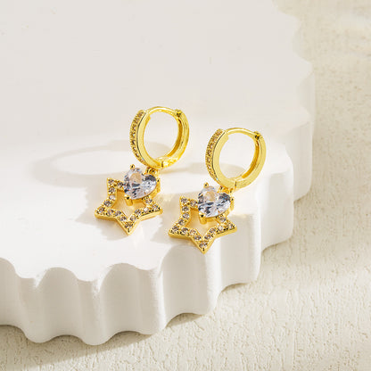 1 Pair Ig Style Basic Lantern Heart Shape Plating Inlay Copper Zircon 18k Gold Plated Drop Earrings