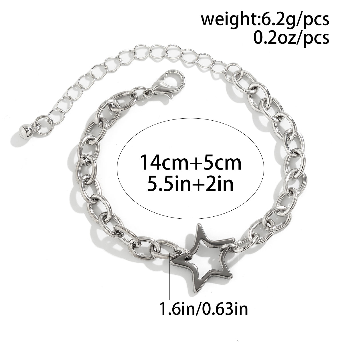 Streetwear Geometric Star Titanium Steel Iron Women's Bracelets