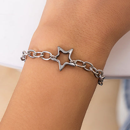 Streetwear Geometric Star Titanium Steel Iron Women's Bracelets