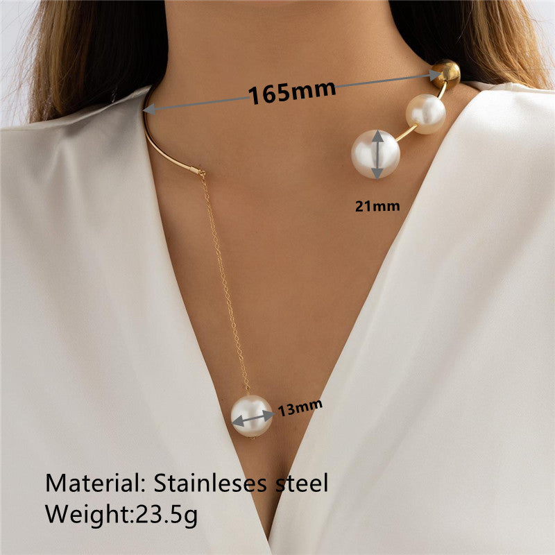 Casual Geometric Stainless Steel Artificial Pearl Plating Artificial Pearls 18K Gold Plated Unisex Choker