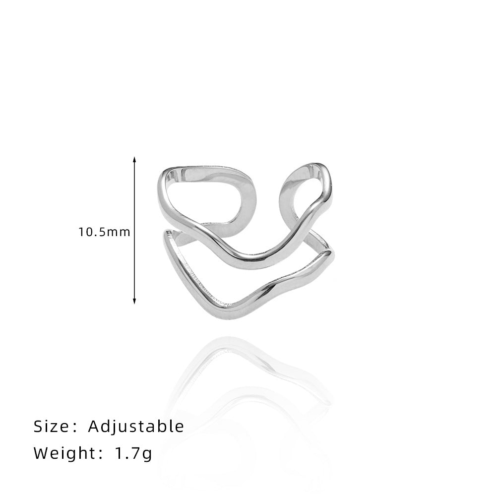 Ig Style Simple Style Solid Color Stainless Steel Titanium Steel Plating 18k Gold Plated Open Rings