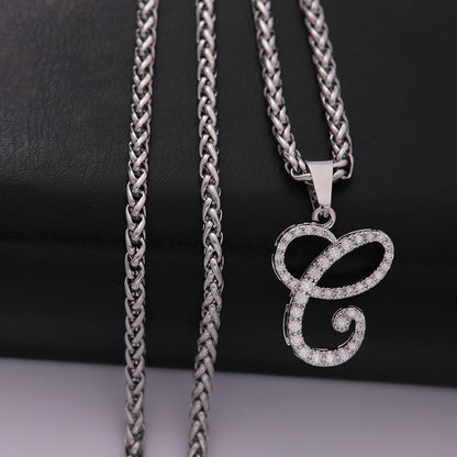 304 Stainless Steel Copper Hip-Hop Basic Classic Style Inlay Letter Zircon Pendant Necklace