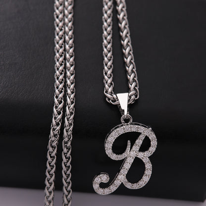 304 Stainless Steel Copper Hip-Hop Basic Classic Style Inlay Letter Zircon Pendant Necklace