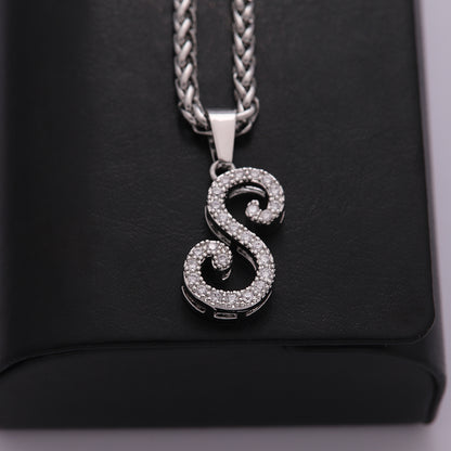 304 Stainless Steel Copper Hip-Hop Basic Classic Style Inlay Letter Zircon Pendant Necklace