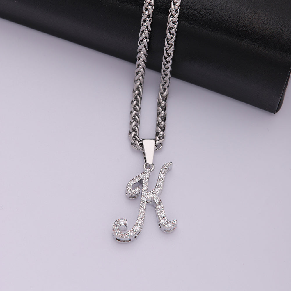 304 Stainless Steel Copper Hip-Hop Basic Classic Style Inlay Letter Zircon Pendant Necklace