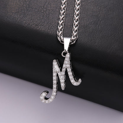 304 Stainless Steel Copper Hip-Hop Basic Classic Style Inlay Letter Zircon Pendant Necklace