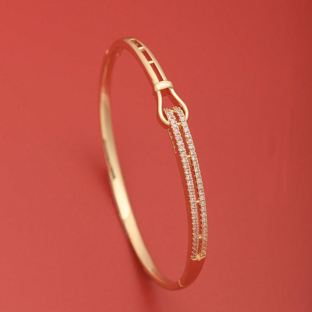 Xuping Simple Style Heart Shape Copper 18k Gold Plated Zircon Bangle In Bulk