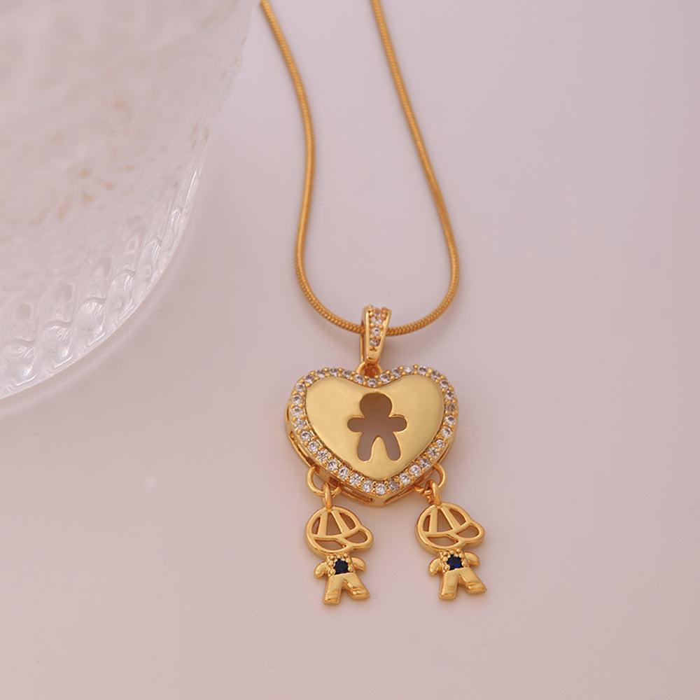 Hip-hop Punk Heart Shape Stainless Steel Copper 18k Gold Plated Zircon Pendant Necklace In Bulk