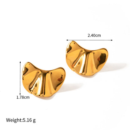 1 Pair Ig Style Casual Leaf Solid Color Plating Stainless Steel 14k Gold Plated Ear Studs