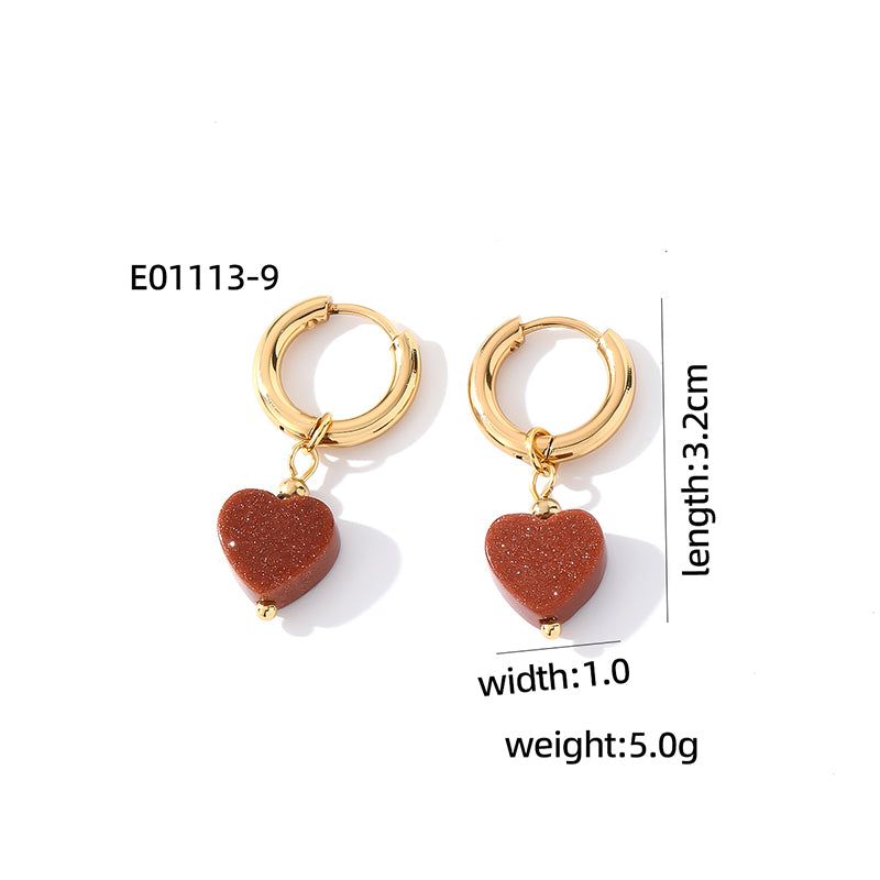 1 Pair Casual Sweet Simple Style Heart Shape Plating Stainless Steel Drop Earrings