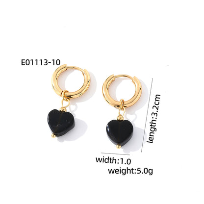 1 Pair Casual Sweet Simple Style Heart Shape Plating Stainless Steel Drop Earrings