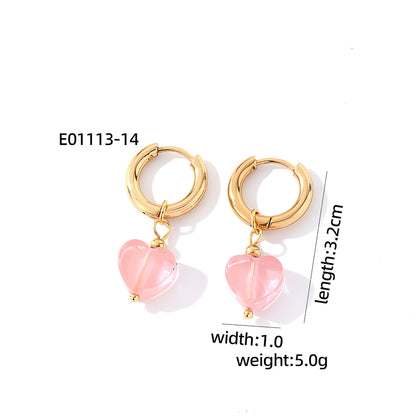 1 Pair Casual Sweet Simple Style Heart Shape Plating Stainless Steel Drop Earrings