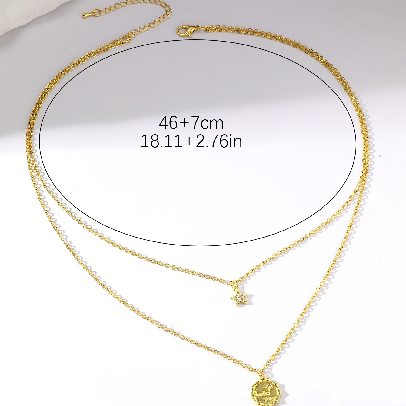 Simple Style Commute Pentagram Stainless Steel Copper Gold Plated Zircon Layered Necklaces In Bulk