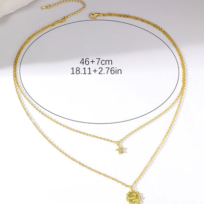 Simple Style Commute Pentagram Stainless Steel Copper Gold Plated Zircon Layered Necklaces In Bulk